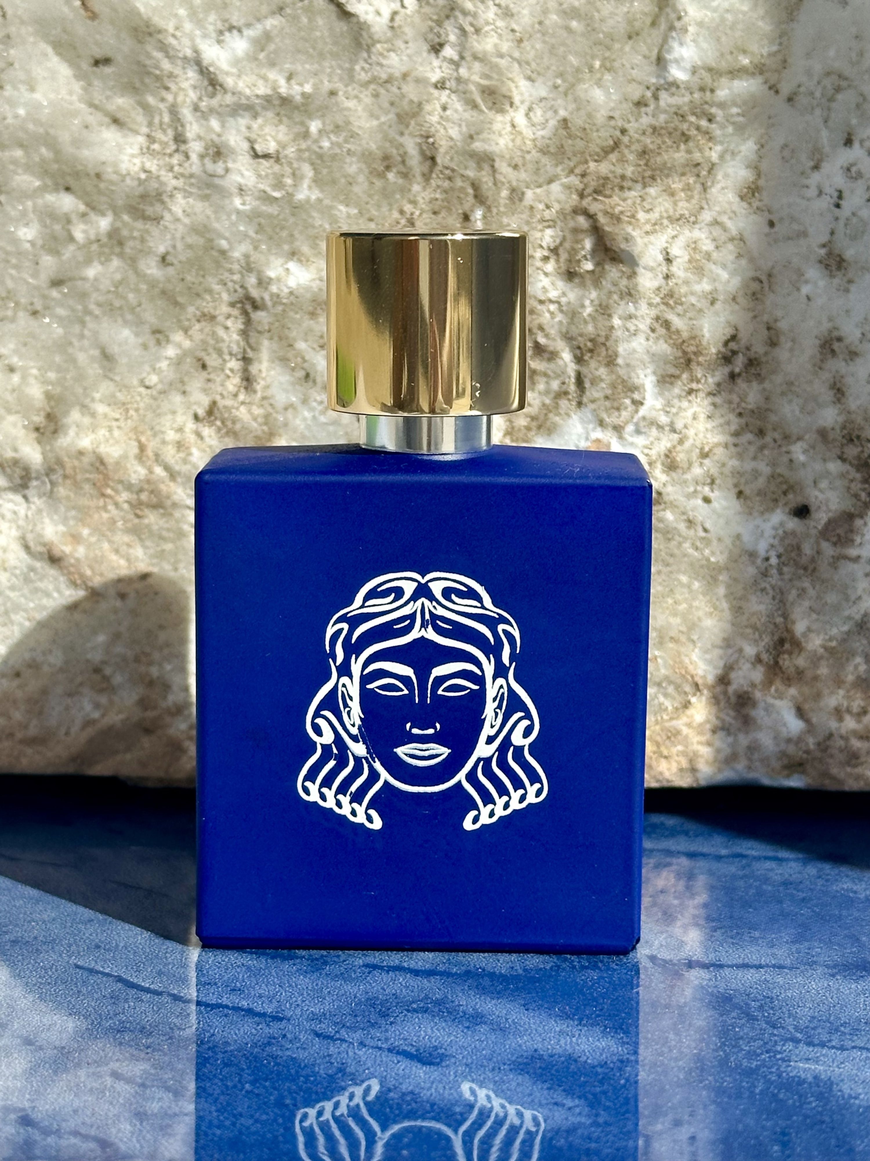 The Greek Perfumer blue bottle front