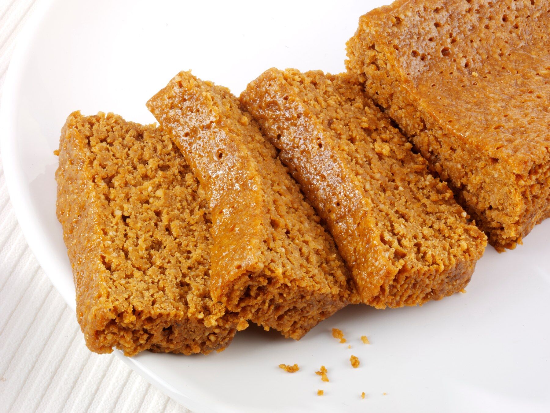 Pale Yorkshire parkin cut in slices