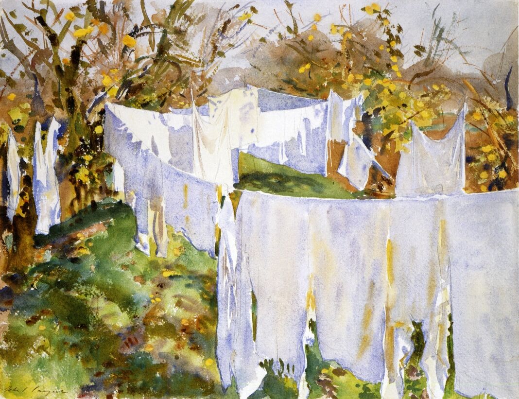 painting by Sargeant 1910 linen drying in the sun