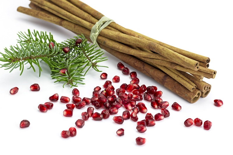 fir cinnamon pomegranate seeds