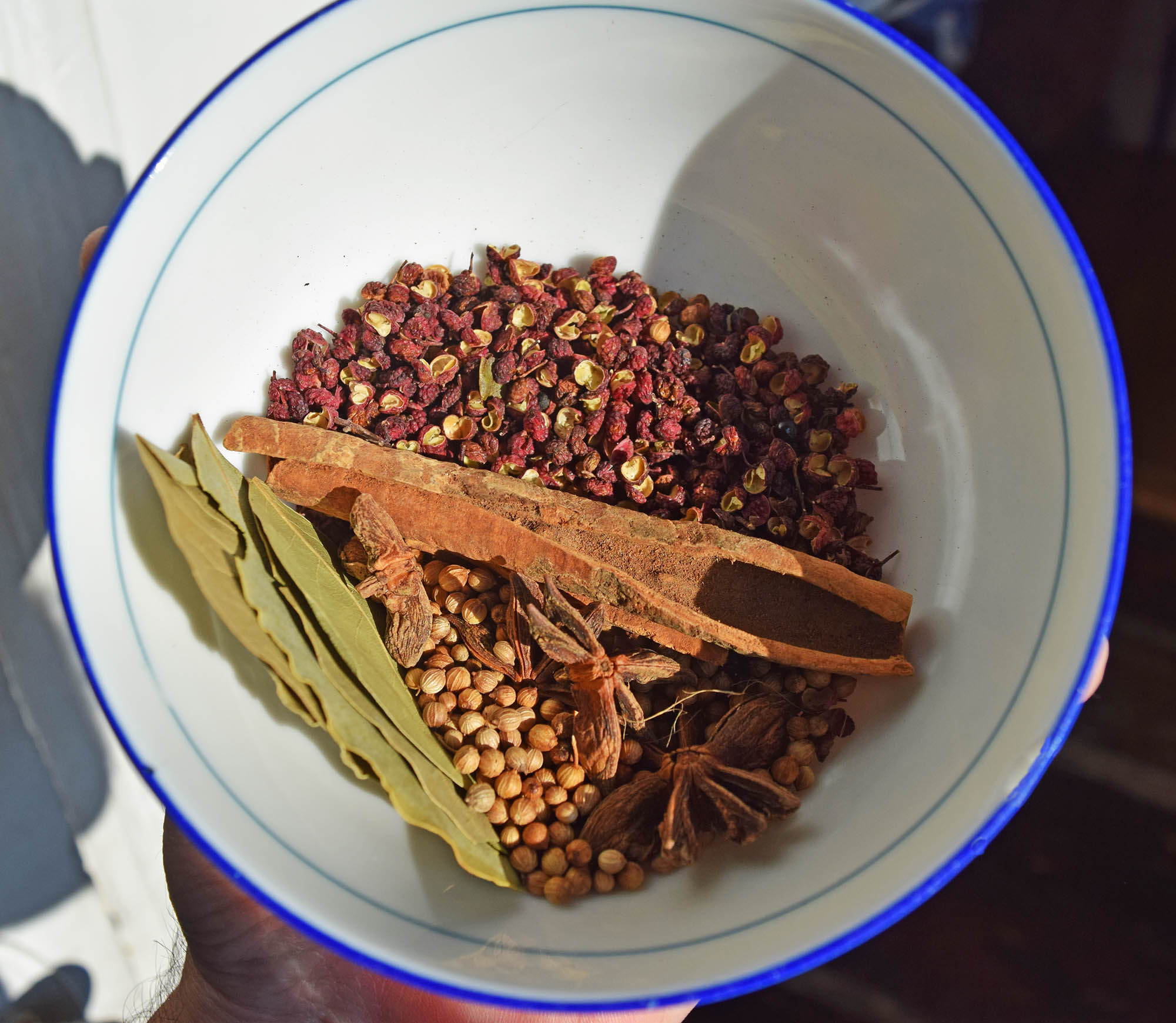 Chinese spices in a porcelain bowl.