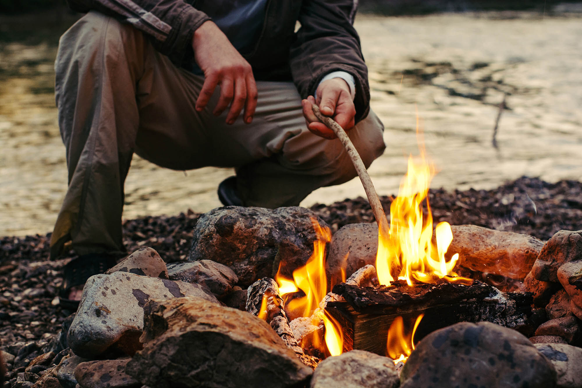Campfire during daylight.