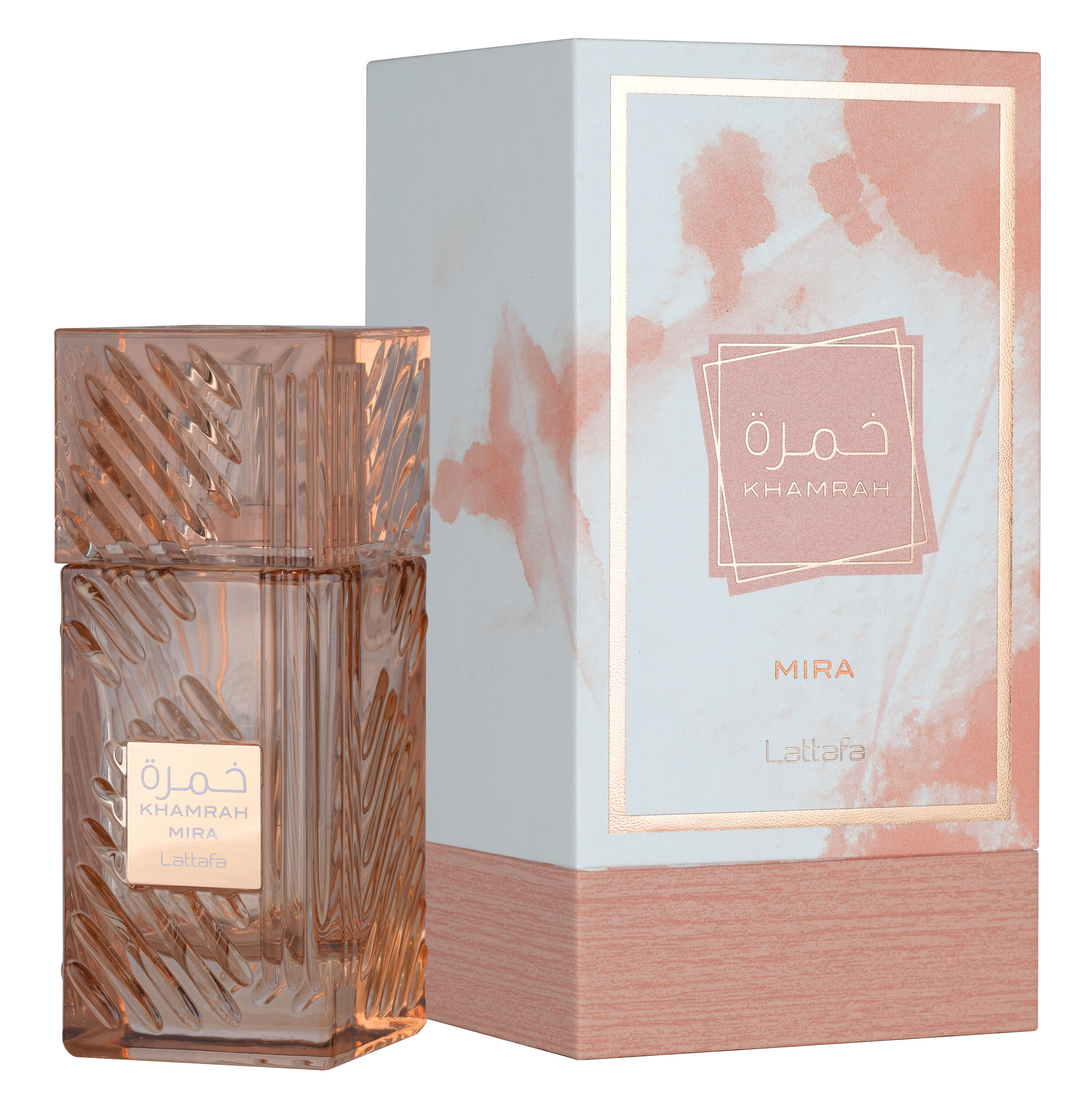 Khamrah Mira by Lattafa perfume bottle and box