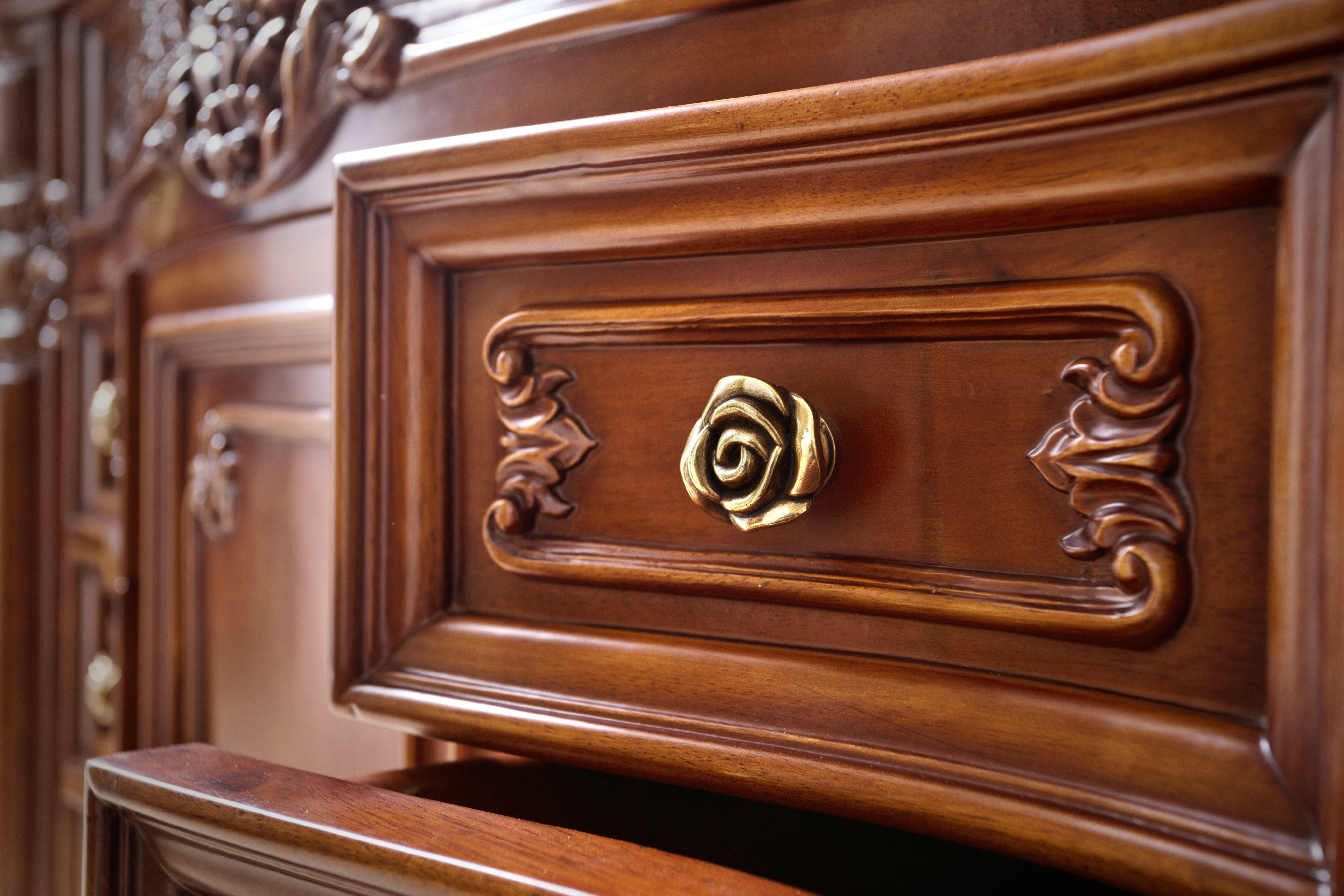 Elegant wooden cabinet detail
