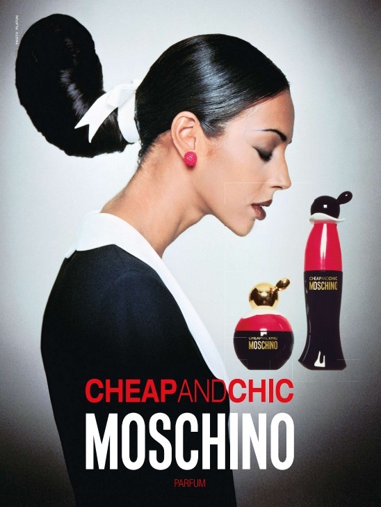 cheap and chic ad with olive oyl model