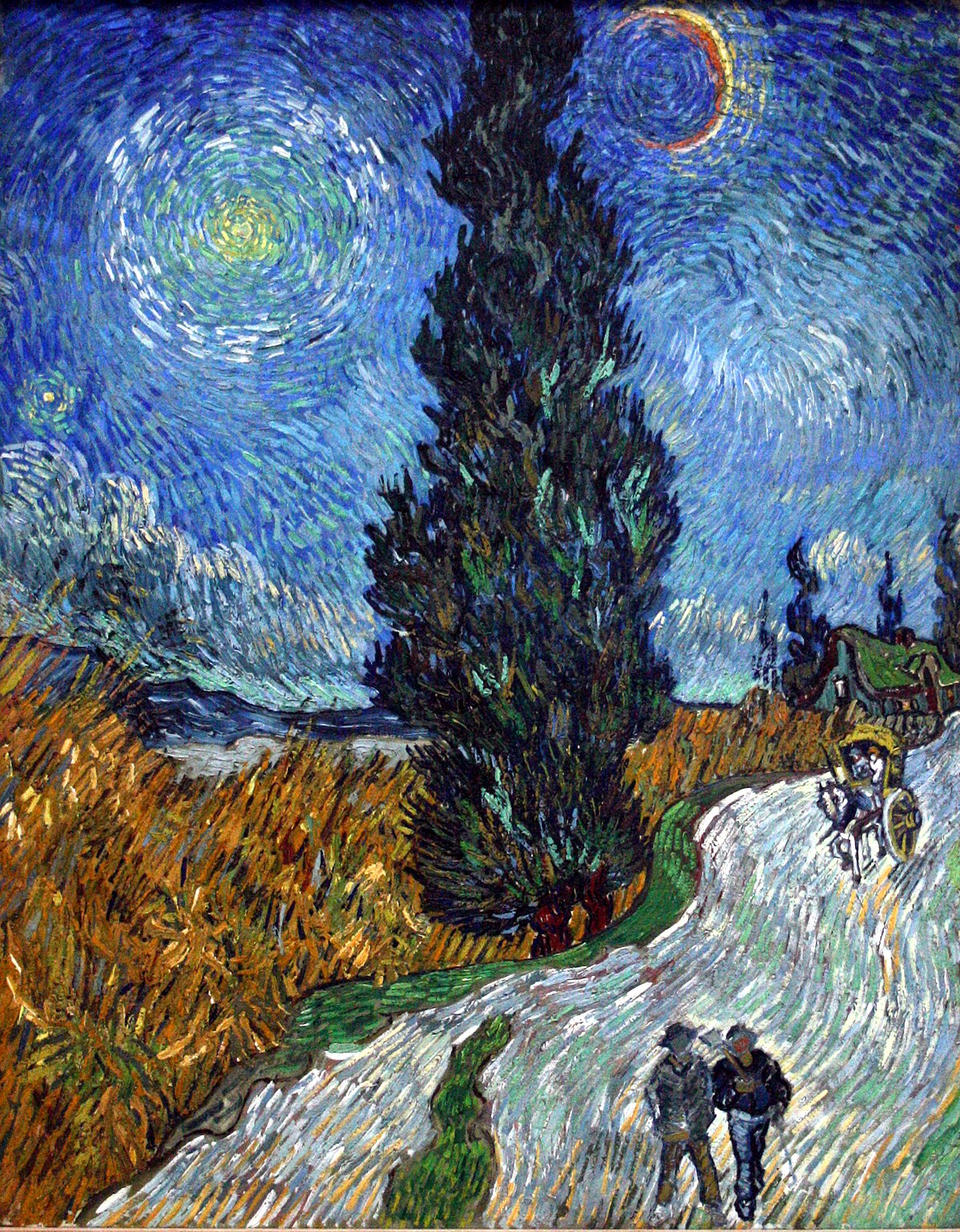 Van Gogh's famous painting Country Road with Cypress and Star via wikimedia commons