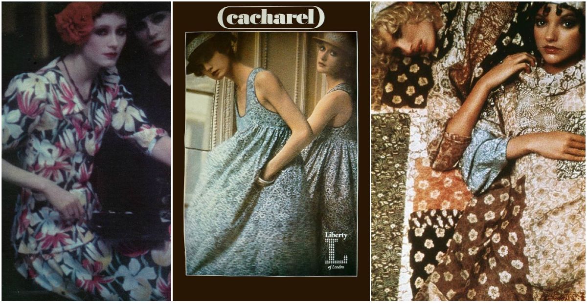 Cacharel vintage clothes ads with floral prints