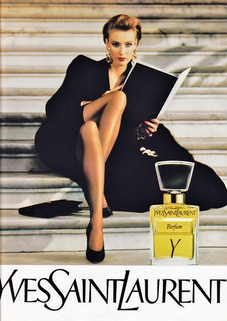 vintage Y by YSL ad with black dress