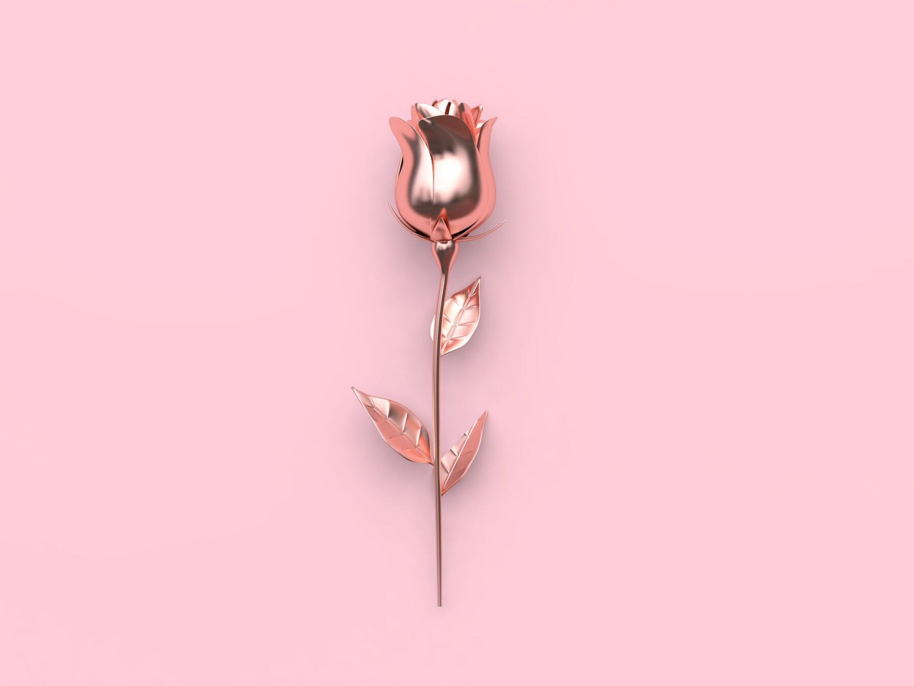 A rose made out of metal on a pink background