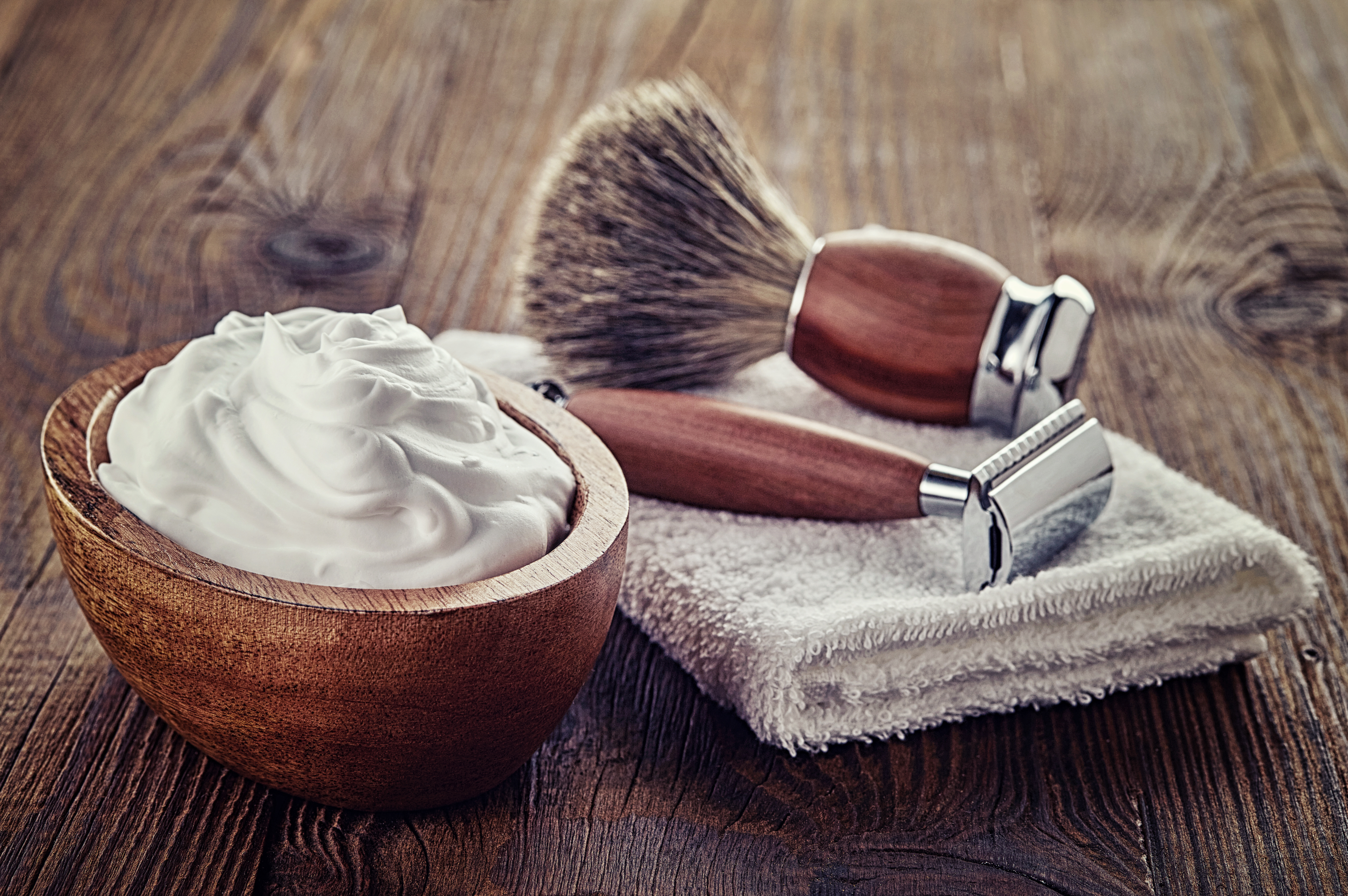 At the barber's shaving foam and brush