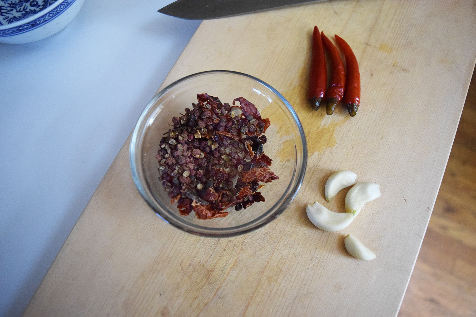 Peppers and garlic for recipe.