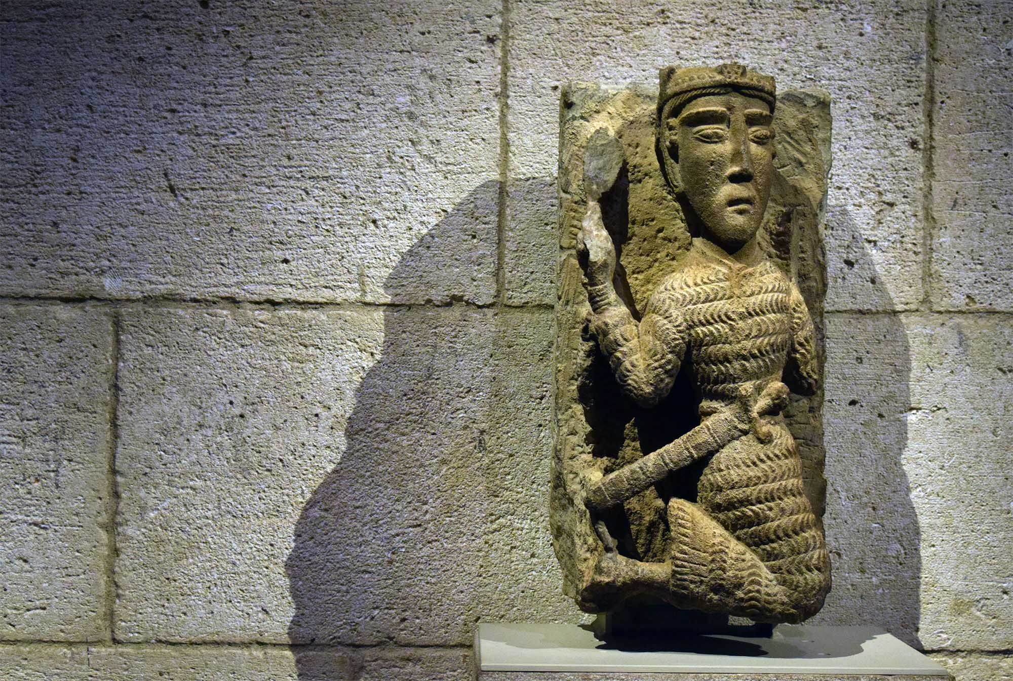 Stone warrior at the Metropolitan Museum Cloisters in New York.