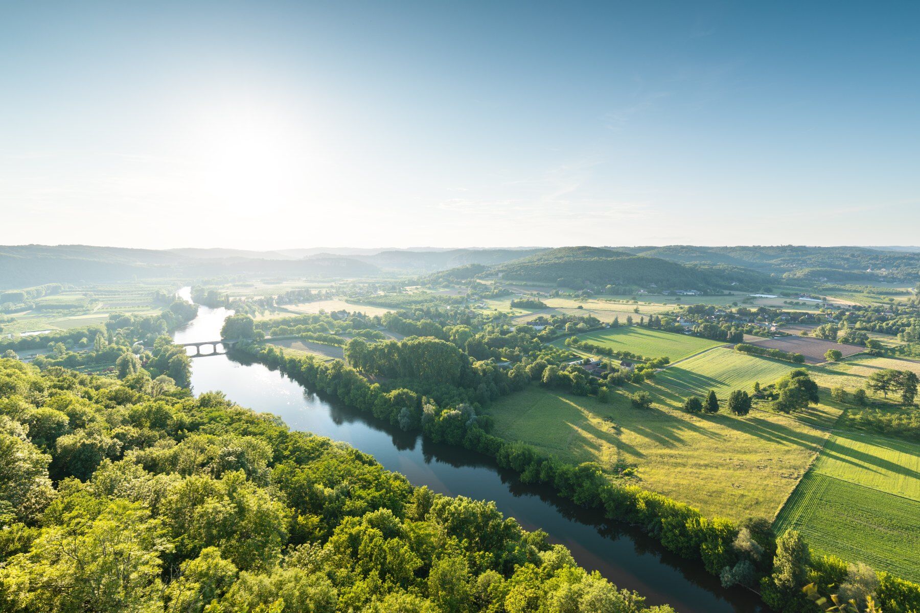 A beautiful countryside landscape viewed from the air