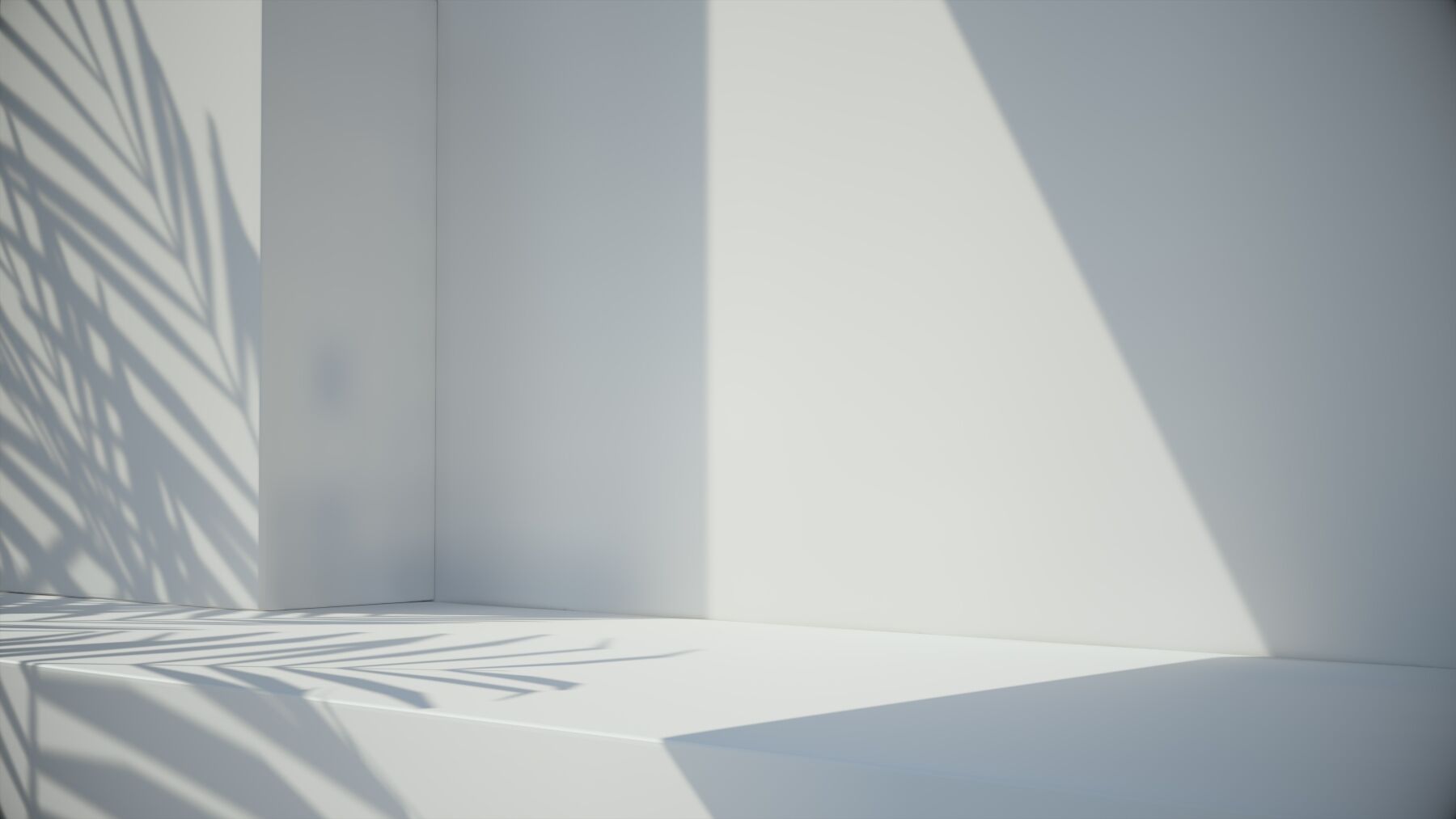 Abstract white minimalist image showing darker shadows on a white wall and surface