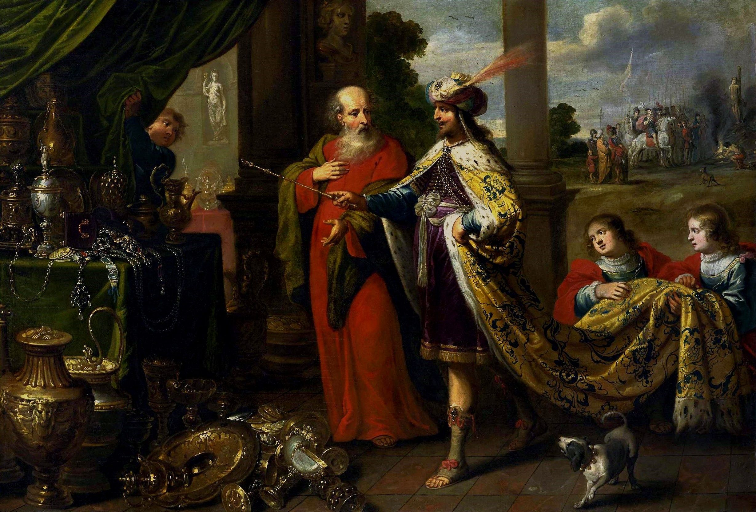 Caspar van den Hoecke, Kroesus showing his treasures to Solon