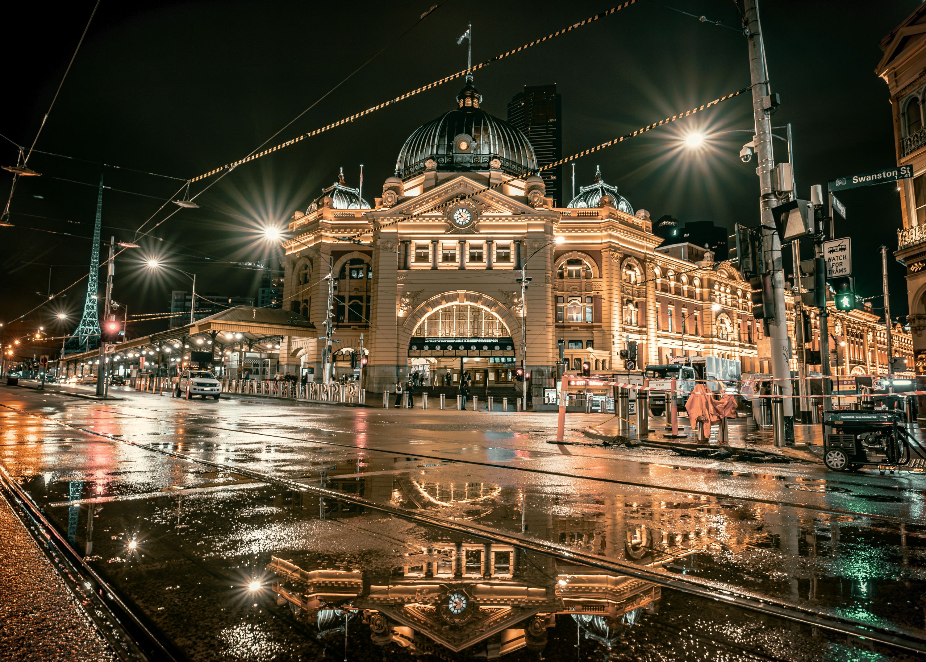Tram tracks outside Melbourne Flindder's St Station, Flaner Sonic Silver perfume inspired by Melbourne tram tracks