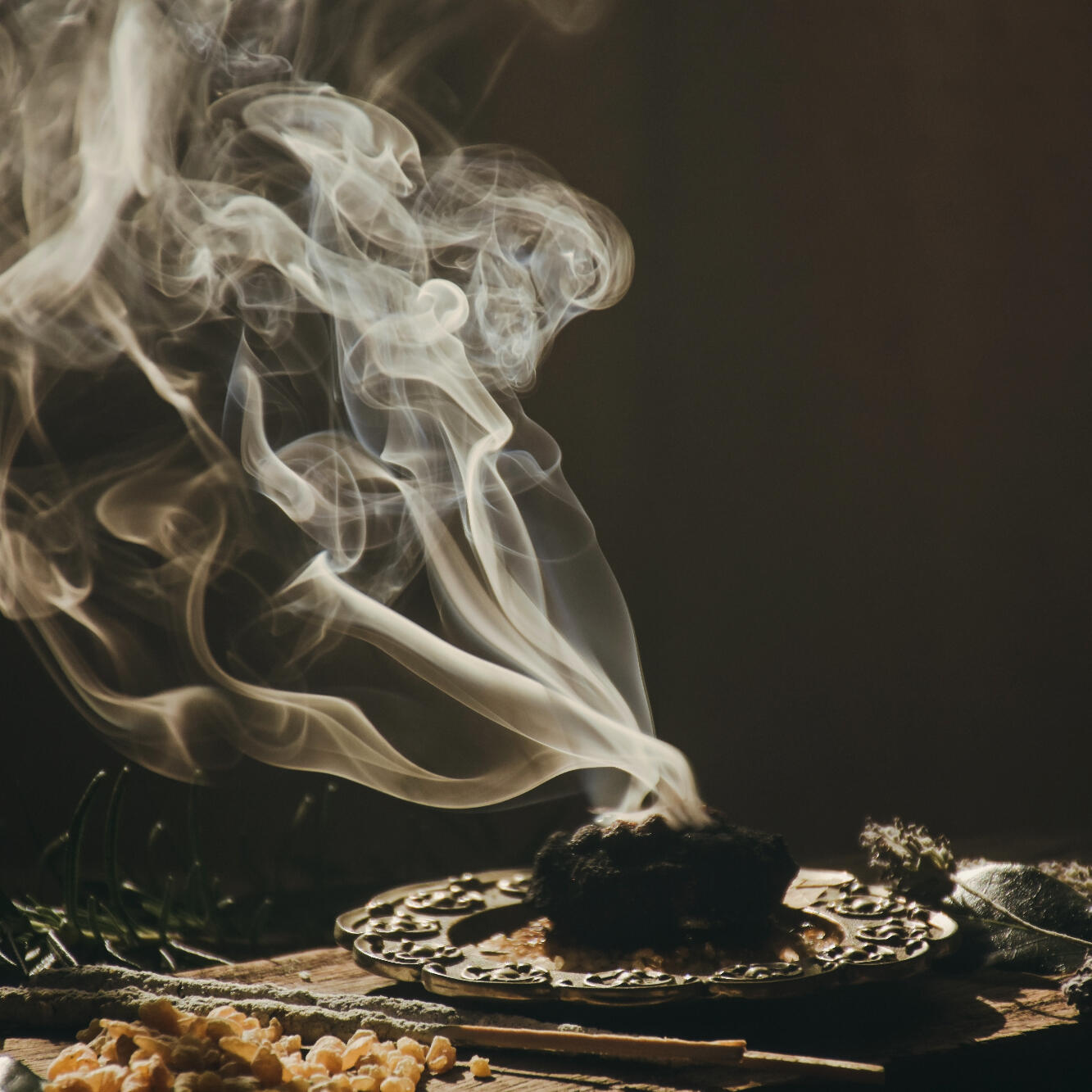 smoking incense and wood