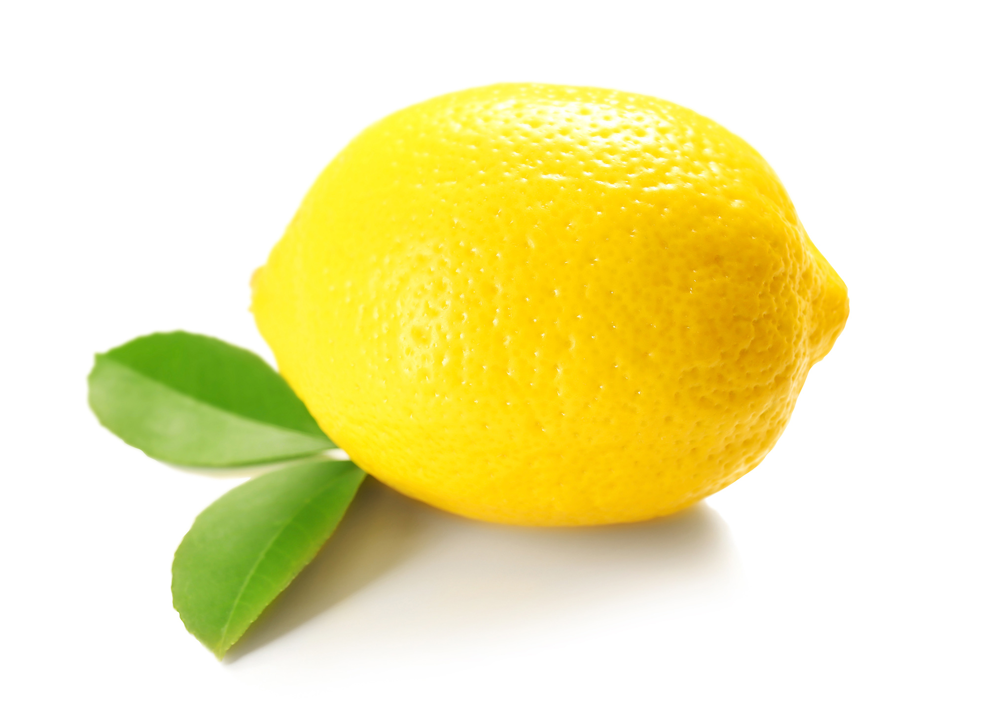 Lemon with lemon leaves.