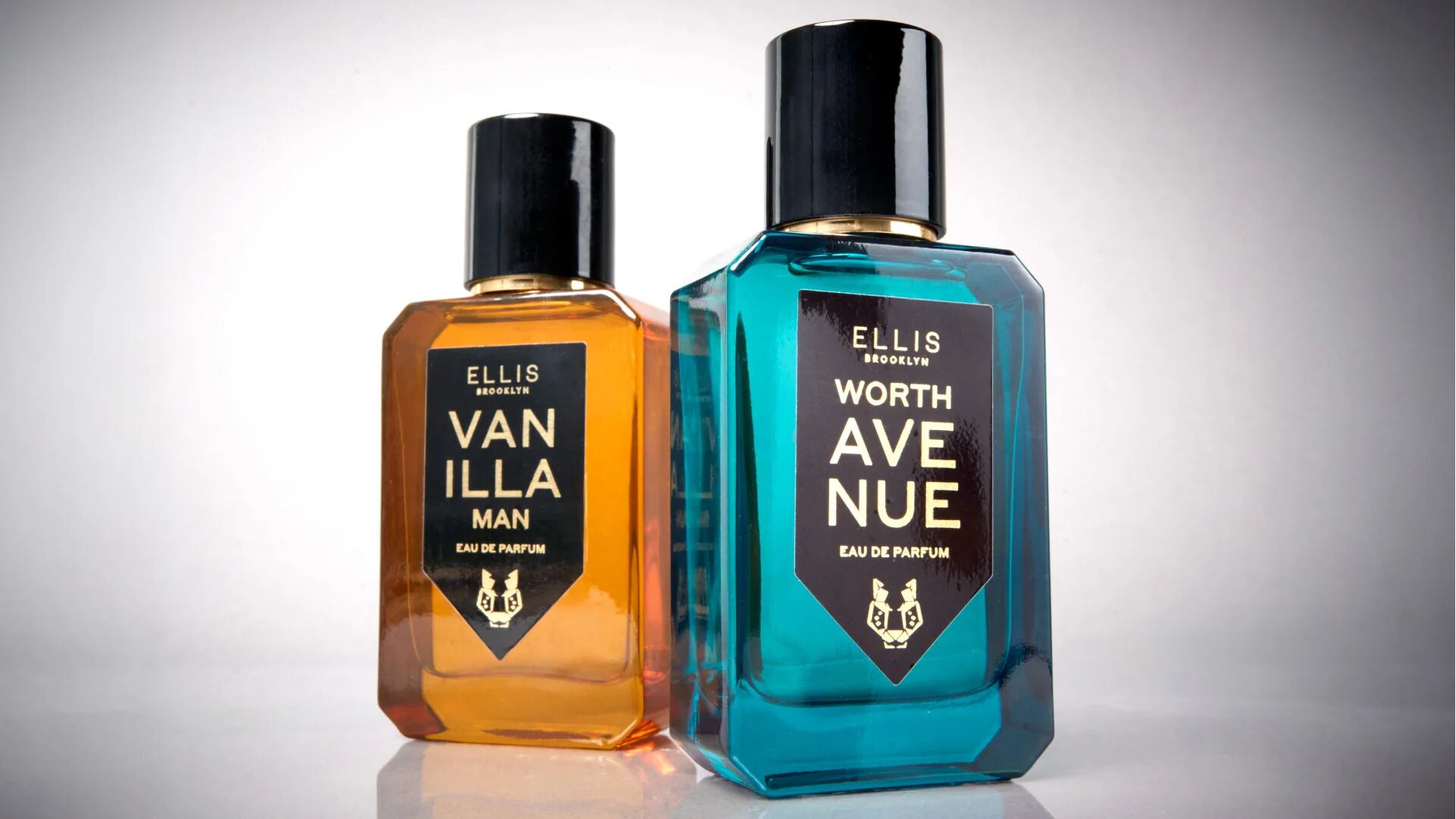 Vanilla Man and Worth Avenue bottles by Ellis Brooklyn