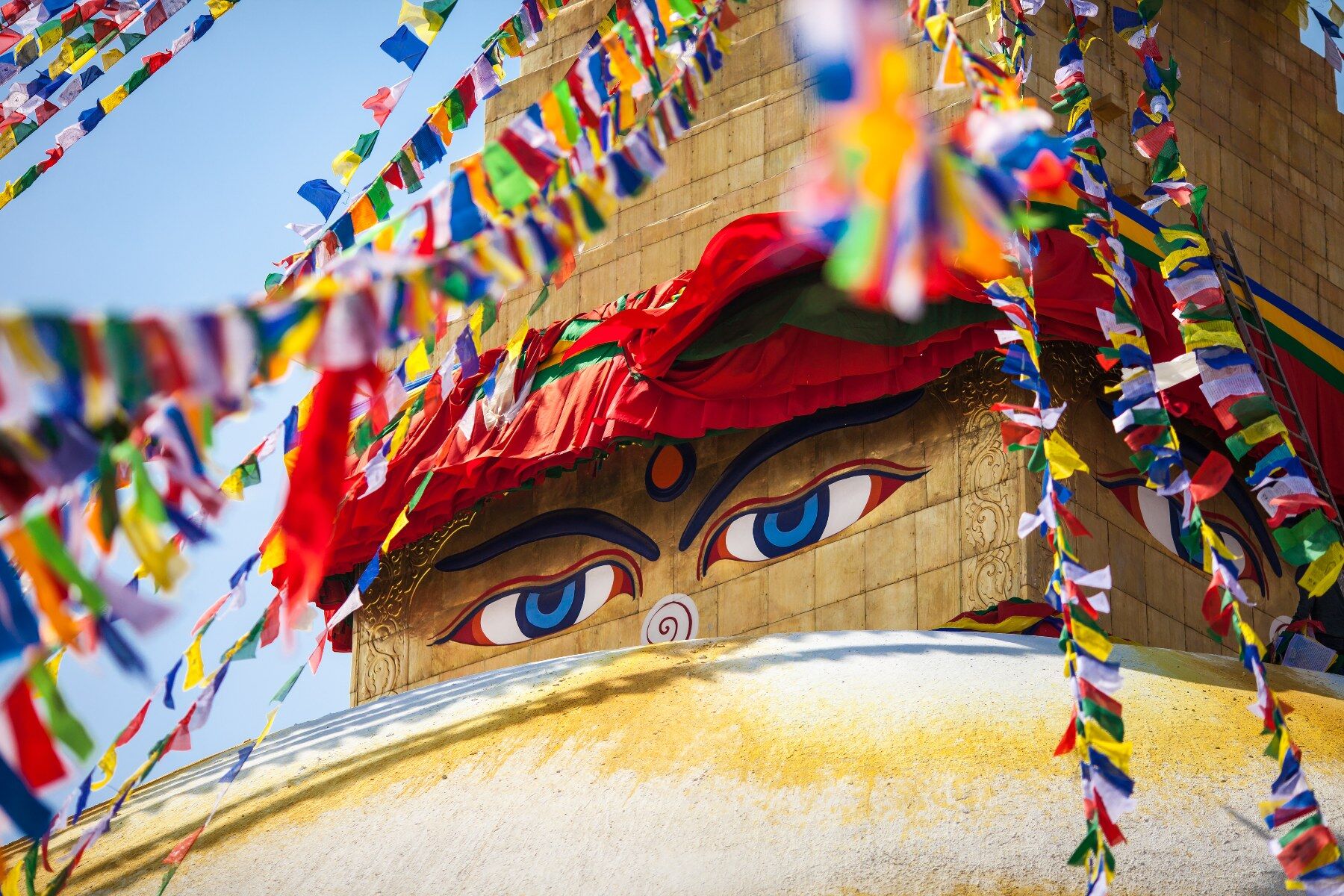Painted eyes on a large tower type structure