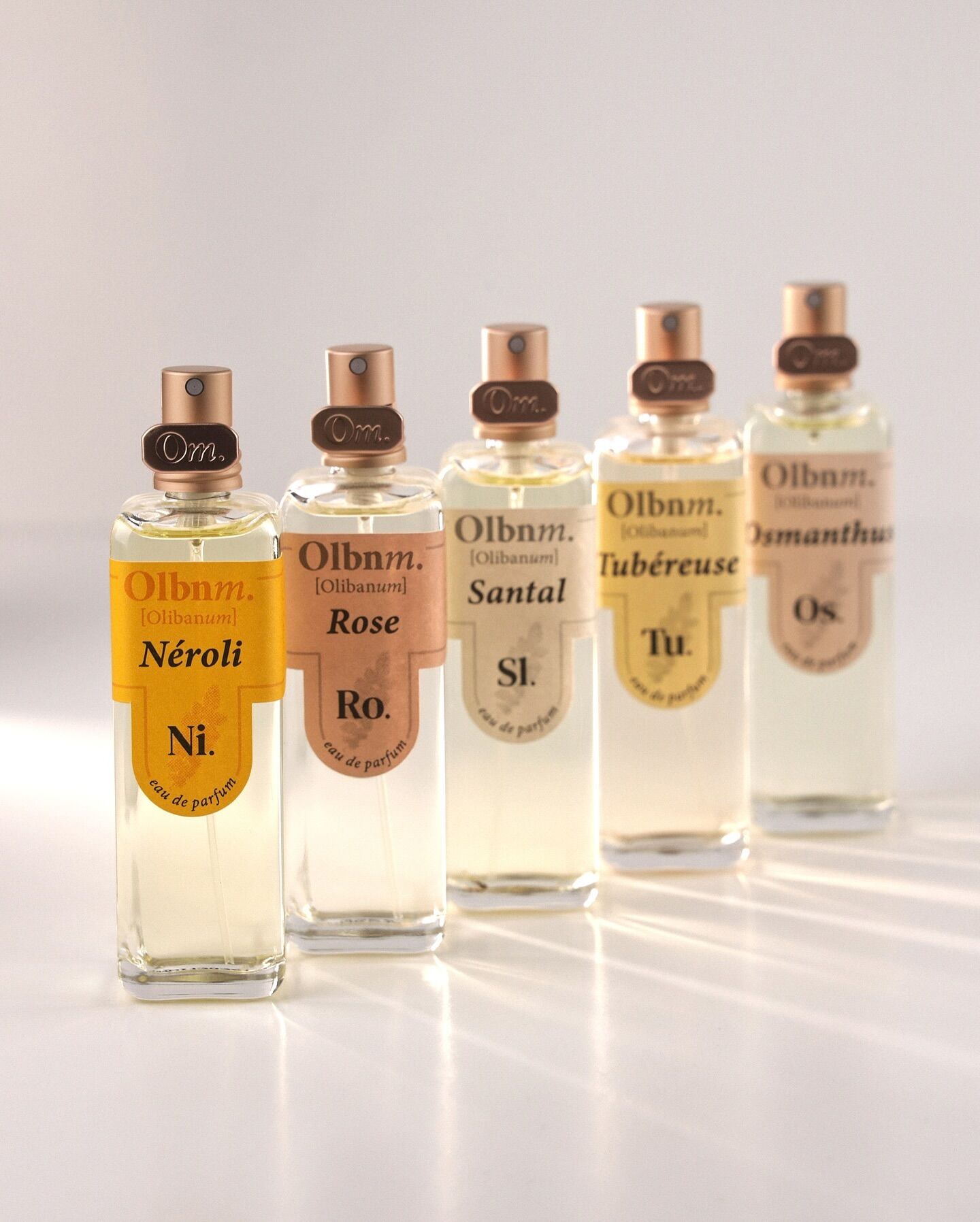 Olibanum's new Neroli fragrance lined up with the others