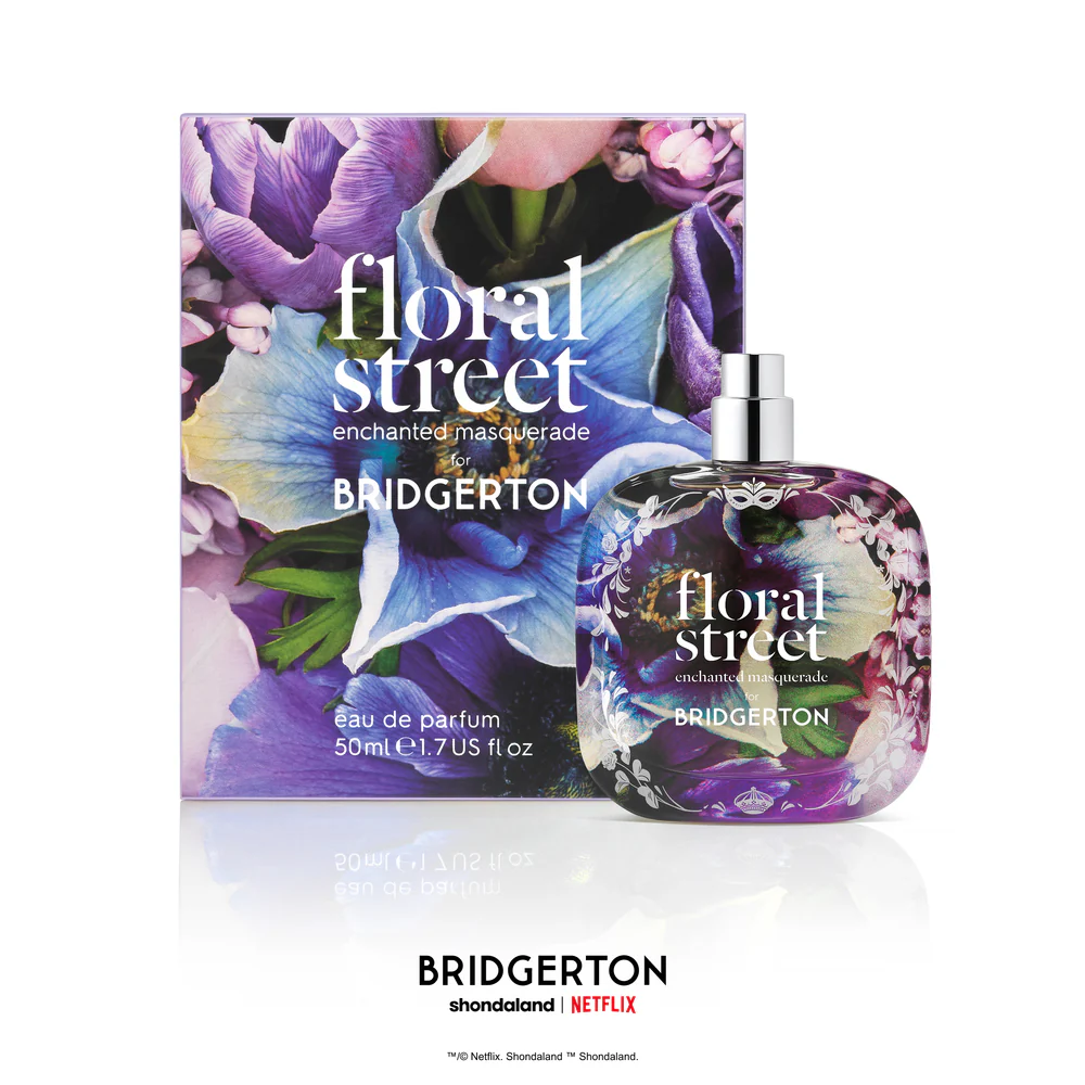 Enchanted Masquerade by Floral Street x Bridgerton bottle and box