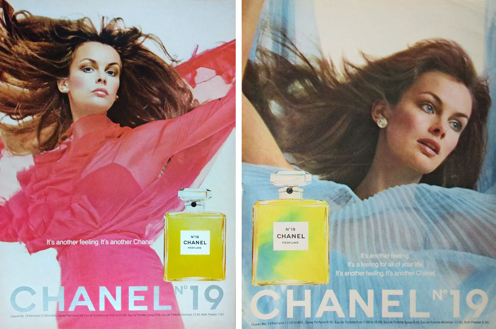 Advertisements for Chanel No 19.