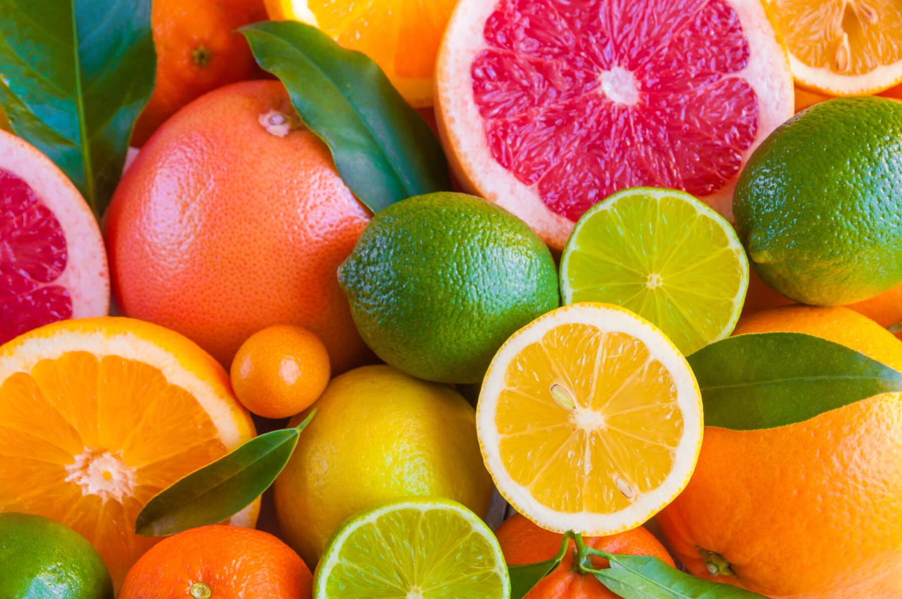 A variety of slices of citrus fruits
