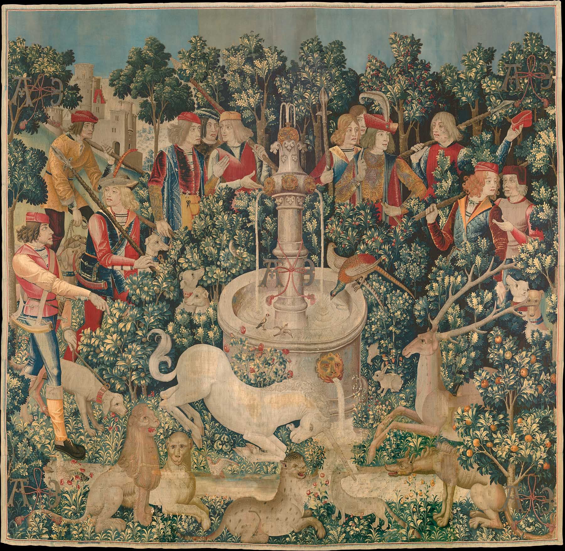 The Unicorn Purifies Water, Tapestry at The Metropolitan Museum, Cloisters.