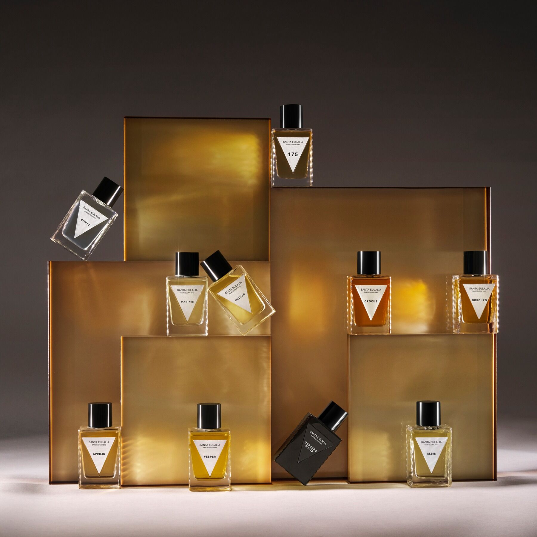 The Santa Eulalia fragrances stood on boxes
