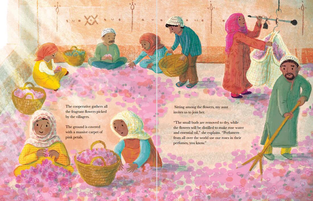 Inside the children's book The Perfume of Roses by Christa Moreau