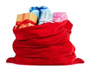 Santa bag full of perfume gifts