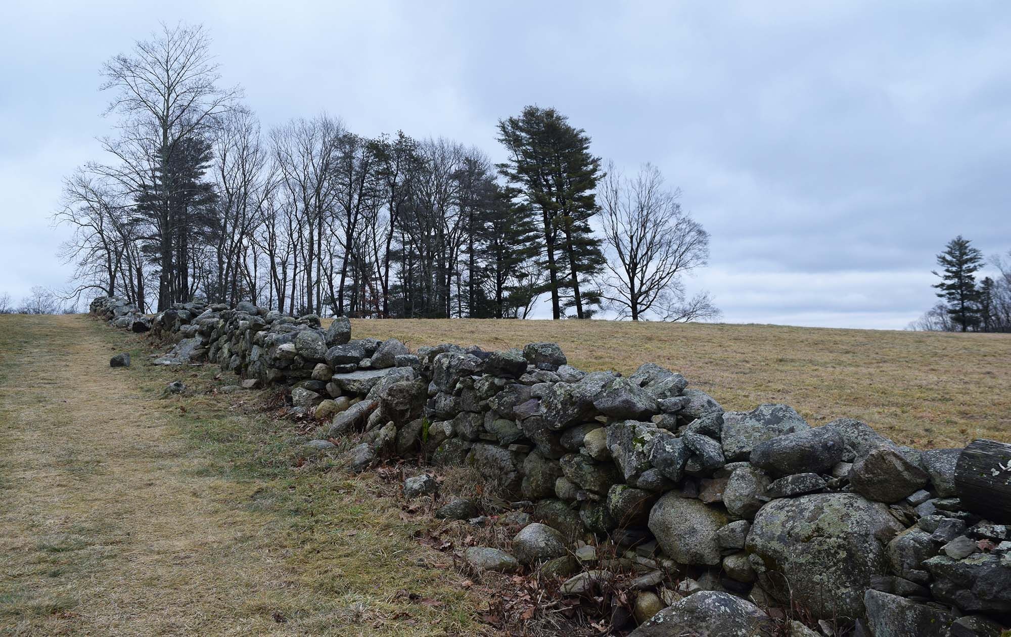 Typical stone wall in a New England field.