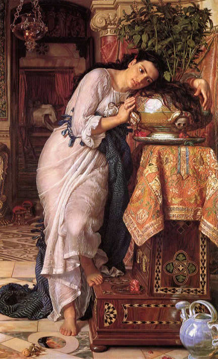 isabella and the pot of basil painitng by W.Hunt wikimedia commons