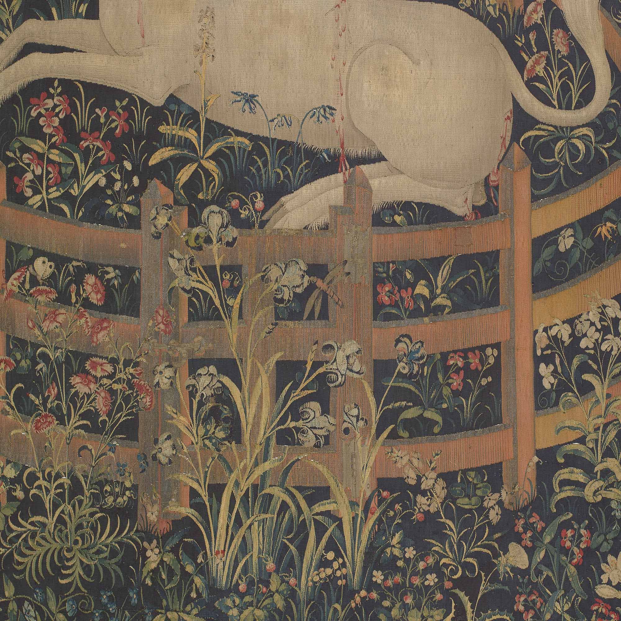 The Unicorn Rests in a Garden, Tapestry Detail.