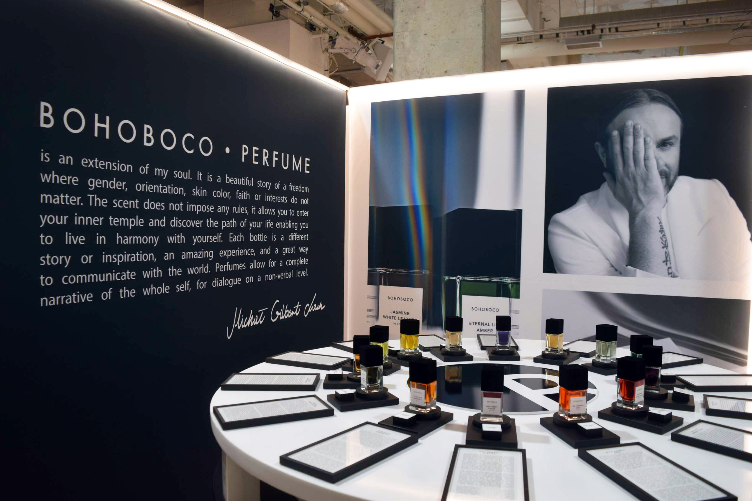 Floor display at BOHOBOCO ScentXplore.