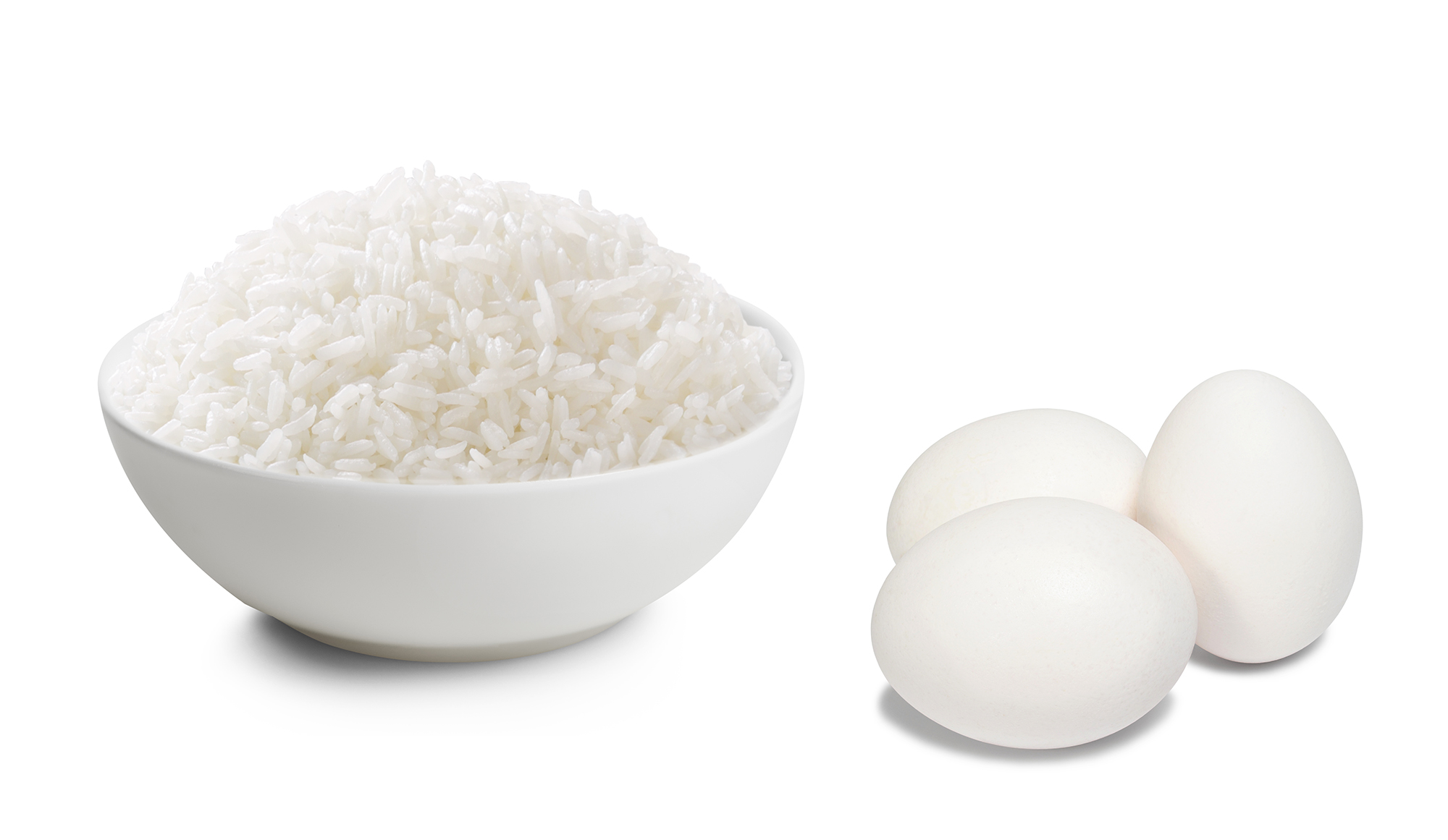 white rice and boiled eggs.