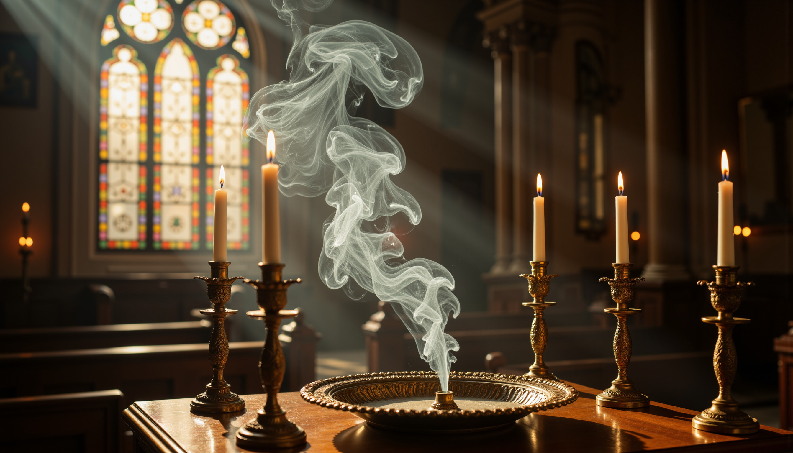 Kouř z kadidla v kostele