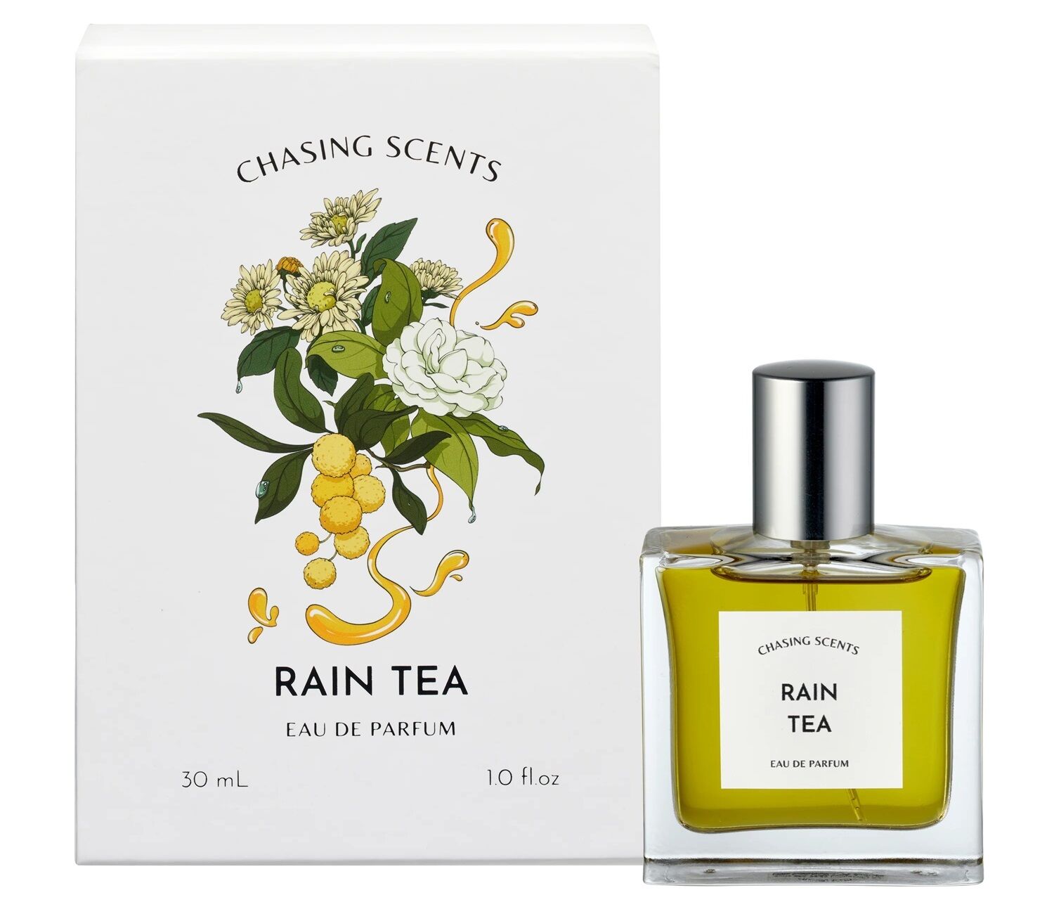 Rain Tea flacon and box