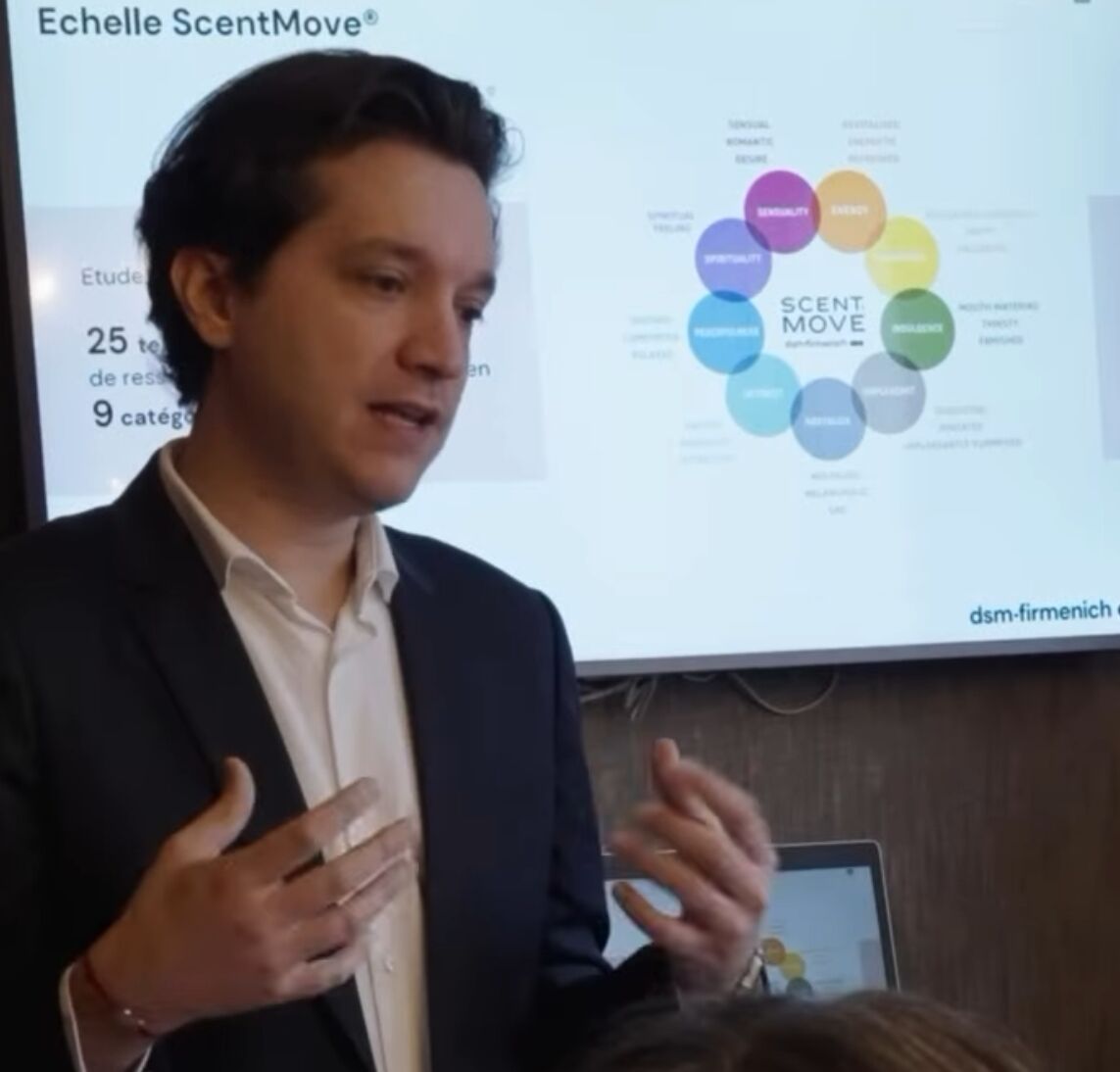 Perfumer Florian Gallo at the dsm-firmenich workshop at Paris Perfume Week.