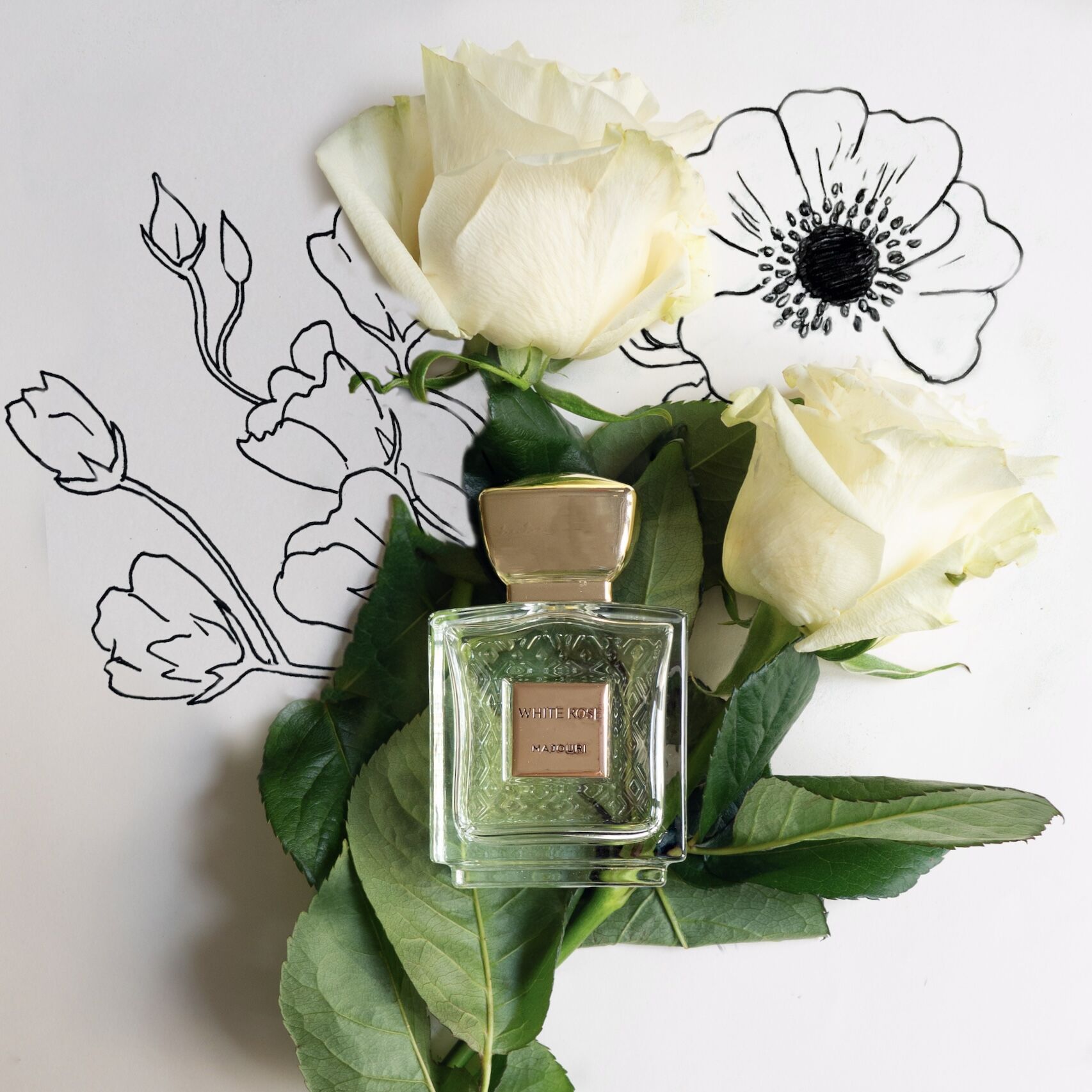 Two Flowers by Majouri: White Rose and Charming Tuberose