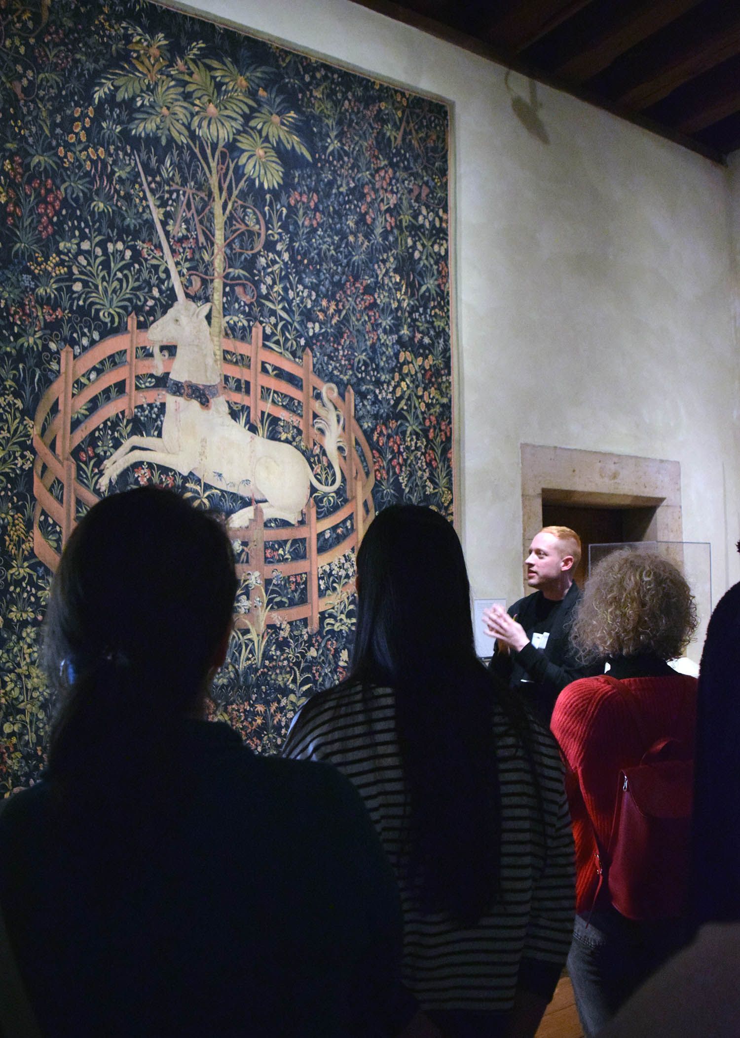 Michael Nordstrand with the Unicorn Tapestries in New York City's Cloisters.