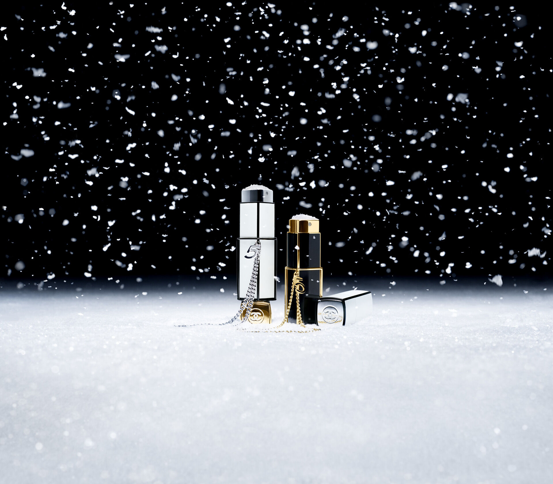 Chanel Holiday travel bottles in snow