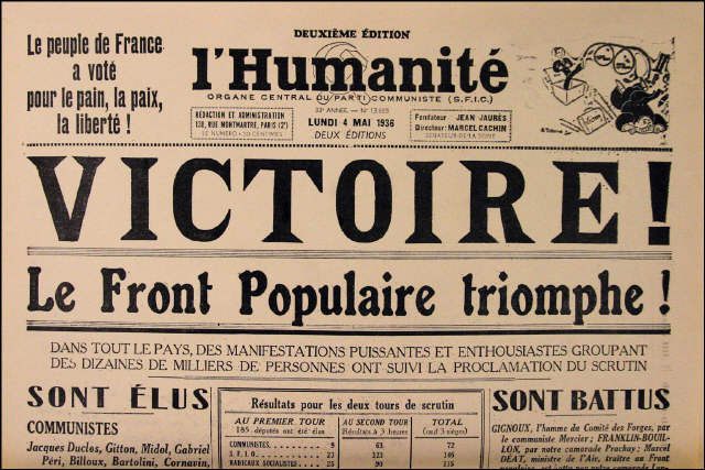 l'Humanite newspaper on Le Front Populaire victory 