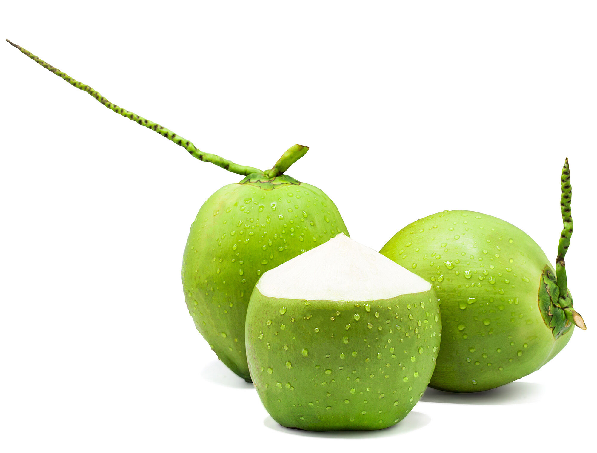 Green coconuts.