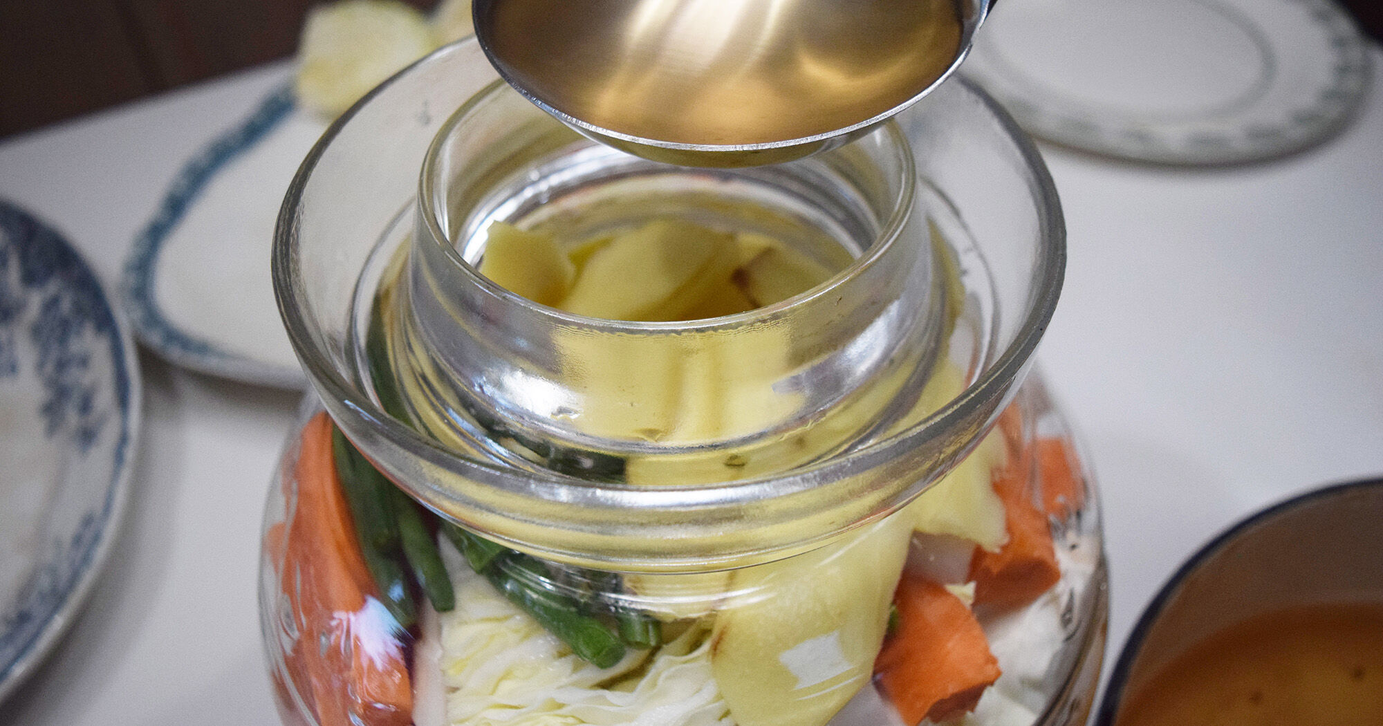 Top of a Chinese pickling jar.