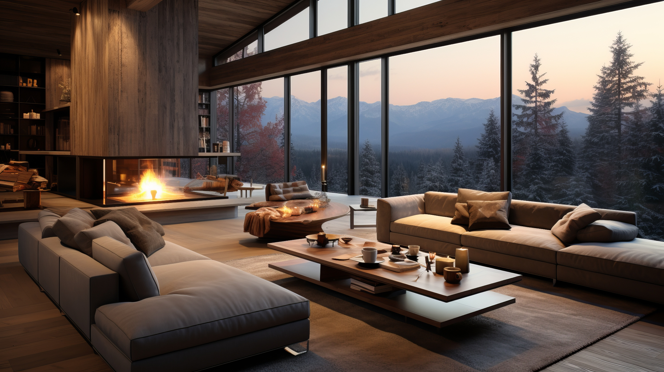 Výhled na les z obýváku