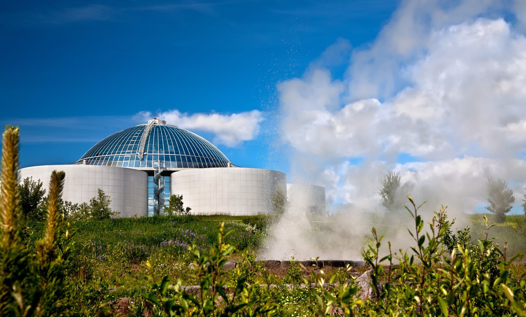 The Perlan Museum in Reykjavik on a sunny day