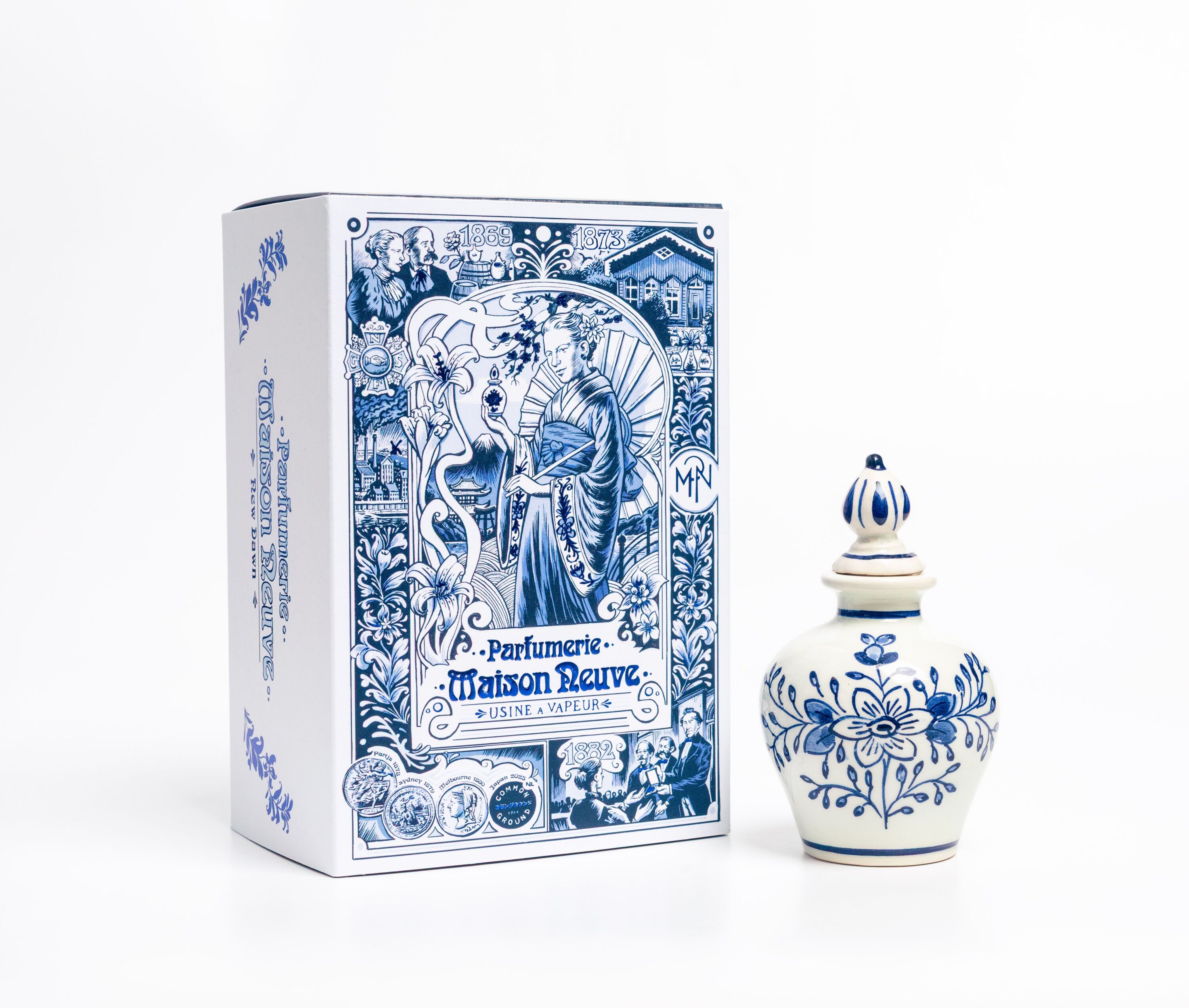 Delft porcelain blue bottles