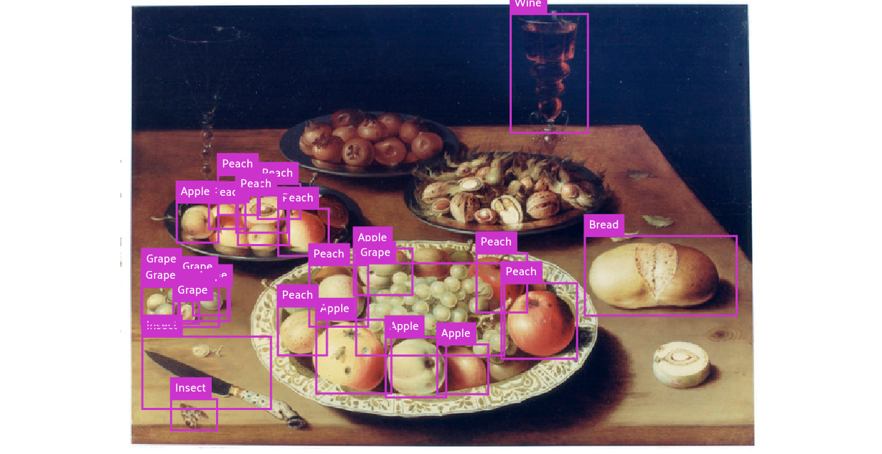 Example predictions of smell-related images from the object detection models developed by the computer vision team
